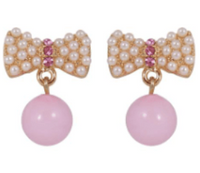 Drops - Colored Mini Pearls Gold Bow Drop