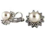 Studs - Freshwater Pearl Silver Swarovski Crystal Flower Stud