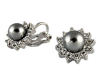 Studs - Freshwater Pearl Silver Swarovski Crystal Flower Stud