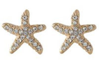 Studs - Gold Crystal Starfish Stud