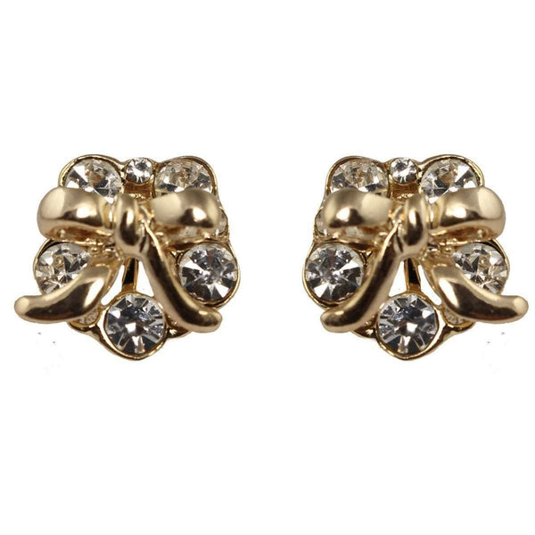 Studs - Gold Garland Crystal Bow Stud