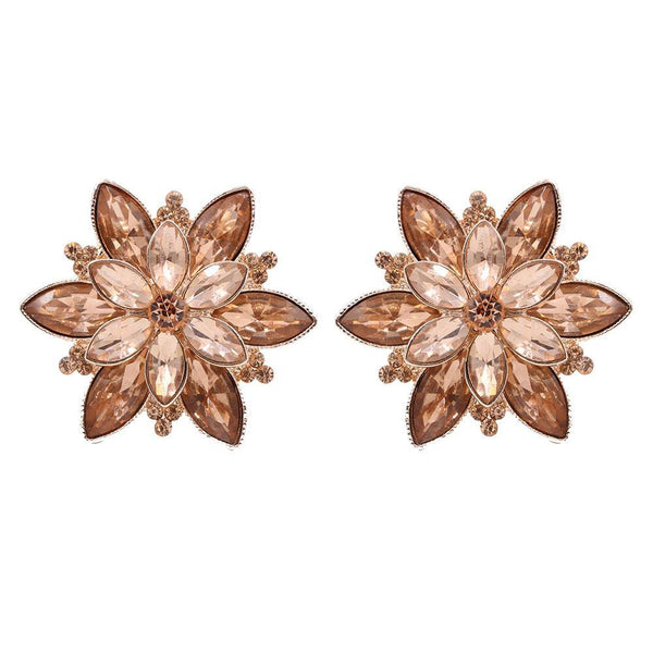 Studs - Large Colored Topaz Flower Cocktail Stud