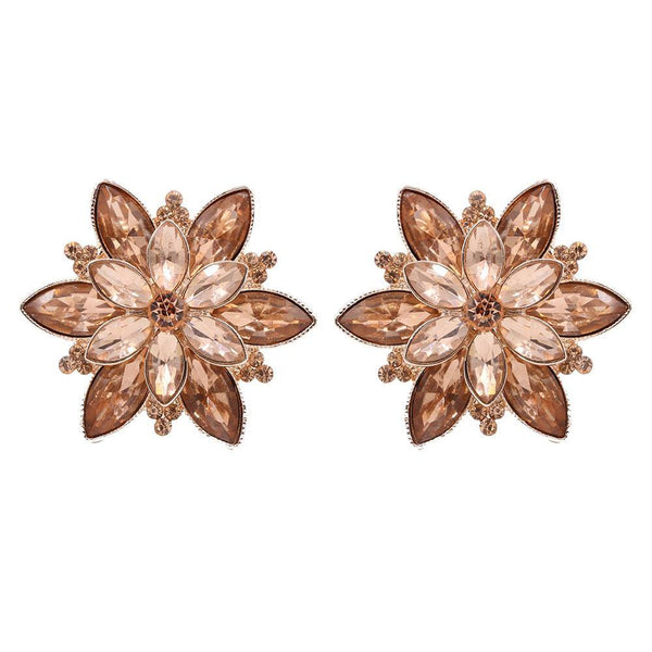 Studs - Large Colored Topaz Flower Cocktail Stud