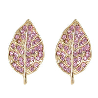 Studs - Studded Leaf Colored Swarovski Crystal Stud