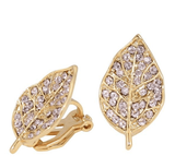 Studs - Studded Leaf Colored Swarovski Crystal Stud