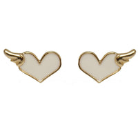 Studs - White Winged Hearts Stud